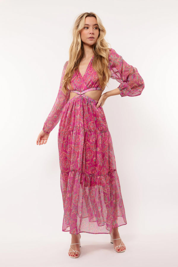 Lissie jurk | Fel roze/Poolgreen