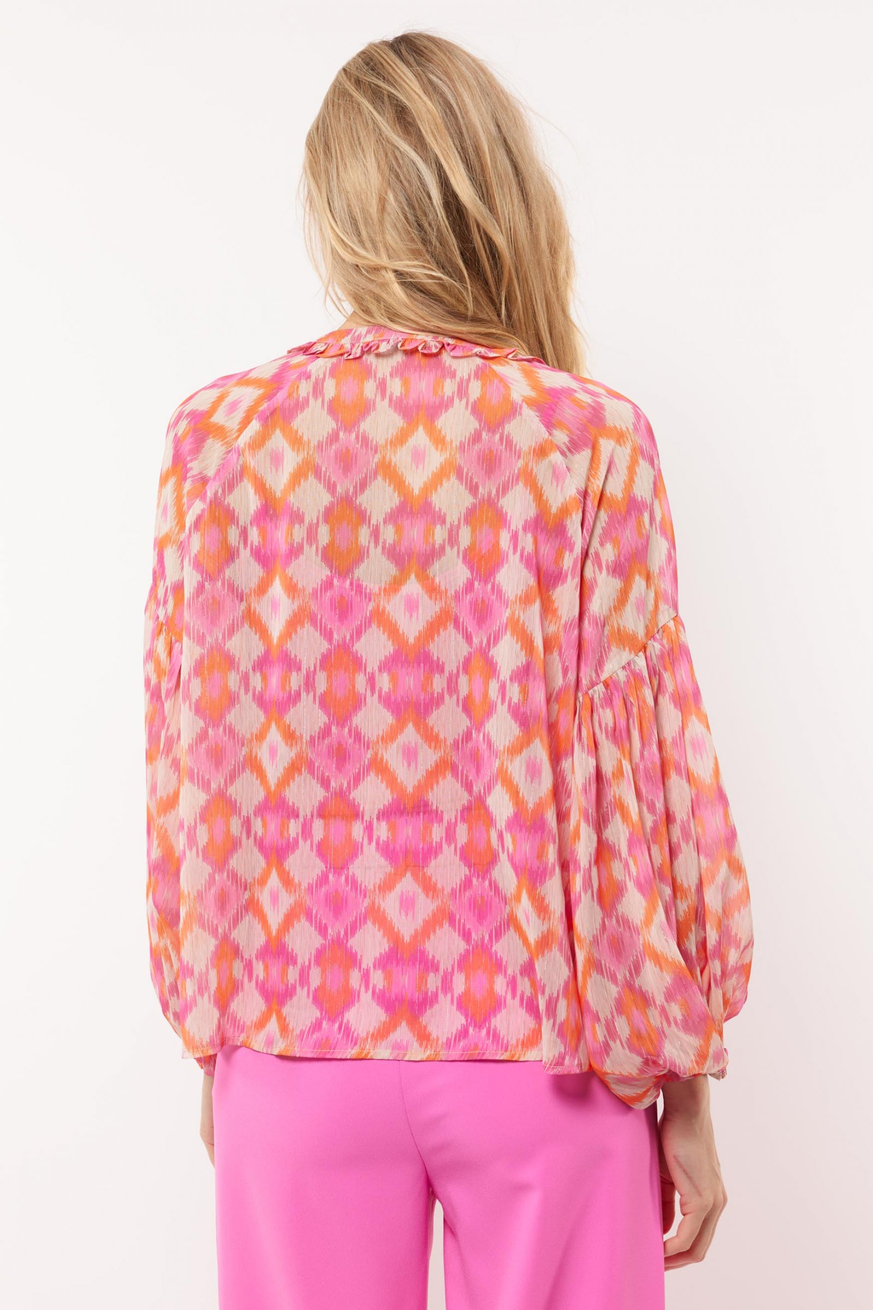 Talia blouse | Sand/Bright Pink