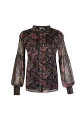 Jazli blouse | Zwart/Rood