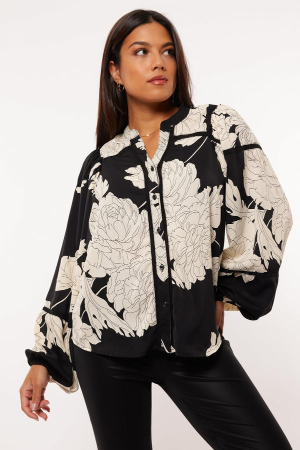 Shae blouse | Zwart/Offwhite