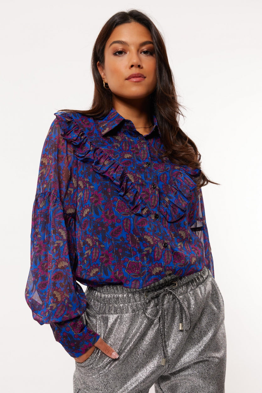 Jazli blouse | Royal Blue/Cyclamen