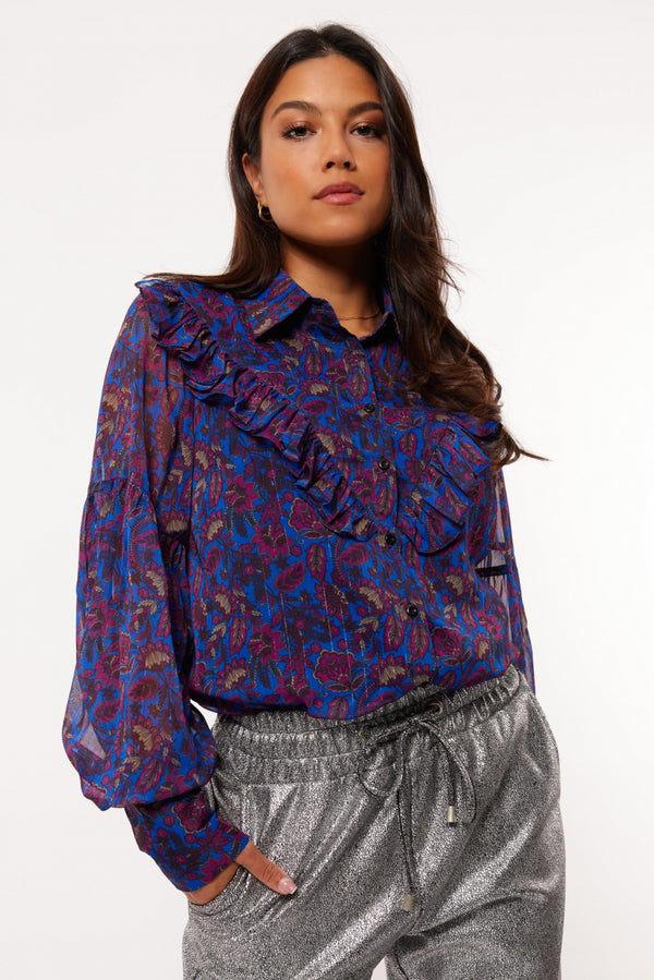Jazli blouse | Koningsblauw/Cyclaam