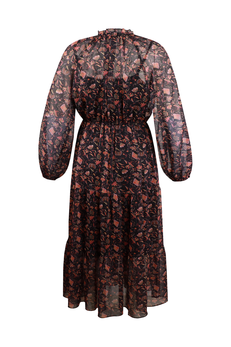 Evianne jurk | Zwart/Poppy