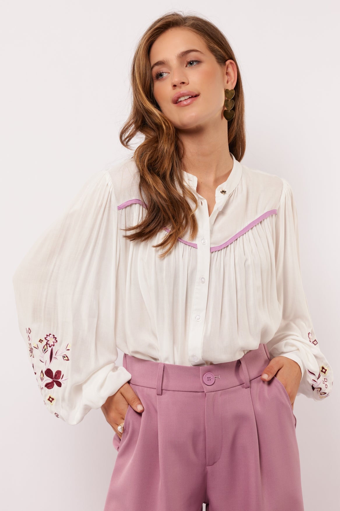 Talora blouse | Offwhite/Dusty Mauve