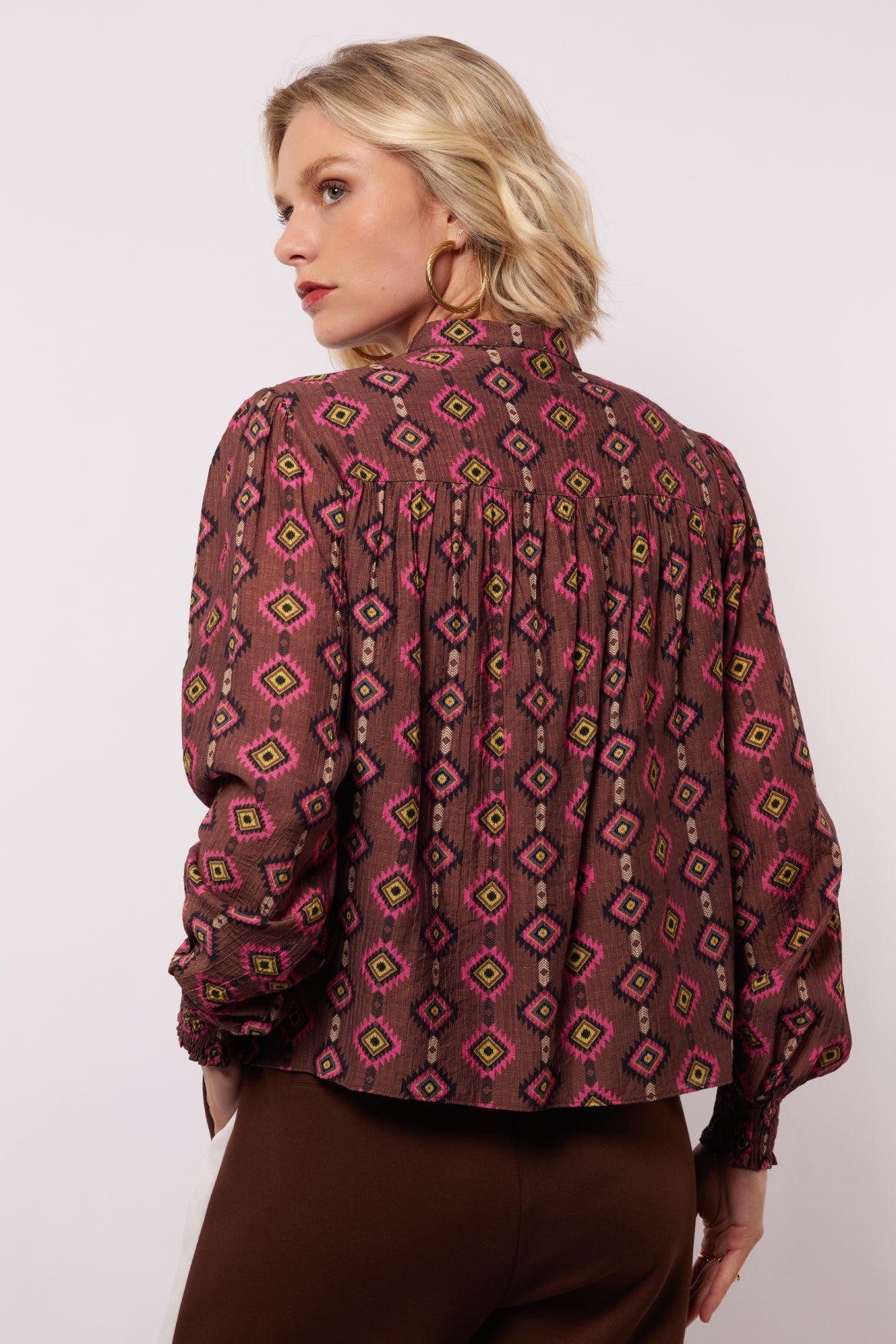 Rhodes top | Mocha Brown/Fresh Raspberry