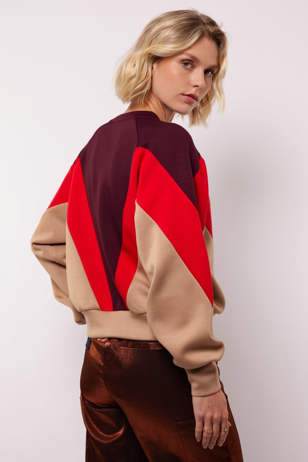 Raya sweater | Wine Red/Warm taupe
