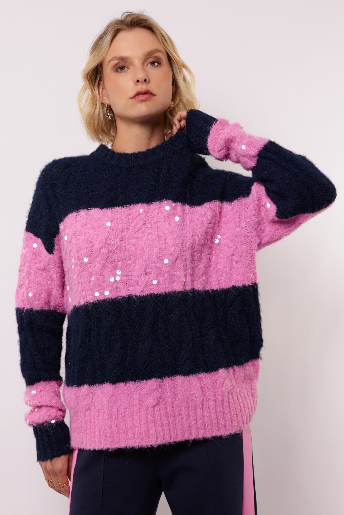Selera trui | Midnight Blue/Begonia Pink