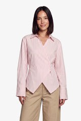 Gina blouse | Rose Quartz/Fern Green
