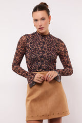 Zarah top | Tawny Camel/Berry Fuchsia