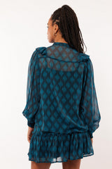 Sasha blouse | Zwart/Bermudablauw