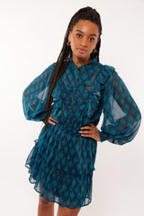 Sasha blouse | Zwart/Bermudablauw