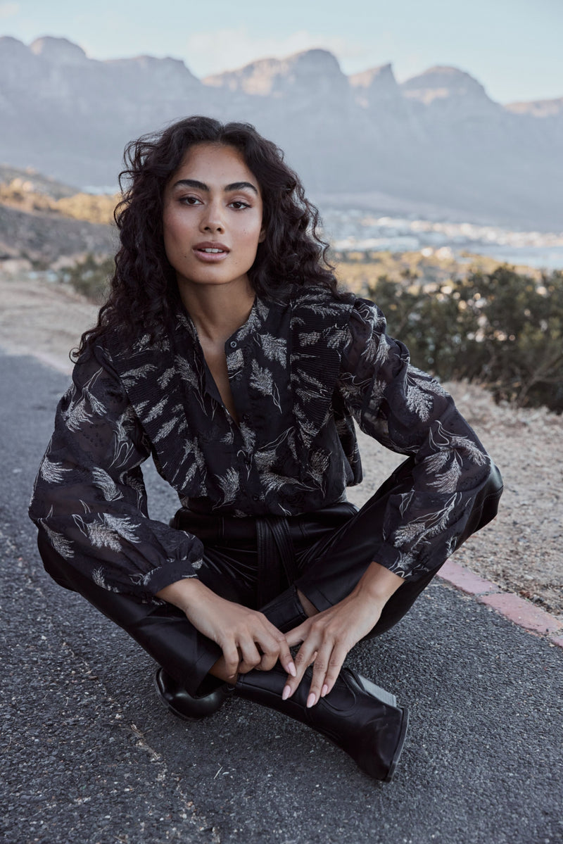 Ayra blouse | Zwart/Kiezel
